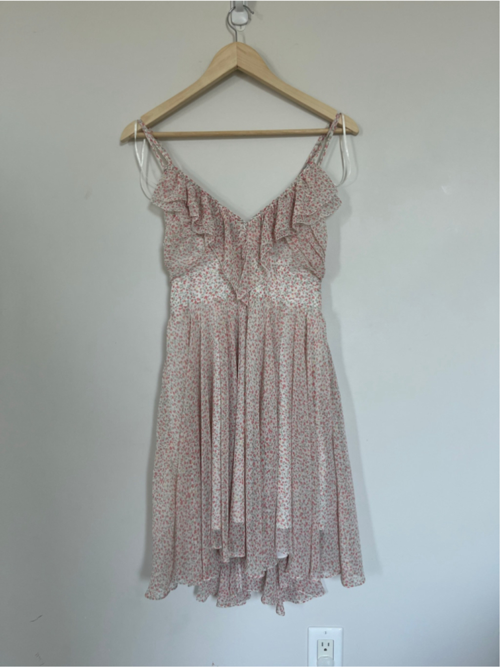 Ditsy Floral Cottagecore Fairy Guess Floral Mini Dress White and Pink Sundress